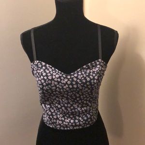 Blue and Purple Floral Cami Crop Top